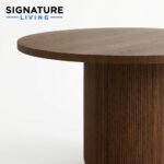 Signature Living Modern Round Wooden Dining Table with Fluted Pedestal Base - Image 3